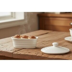 Portmeirion Sophie Conran Covered Butter Dish Small 6" White
